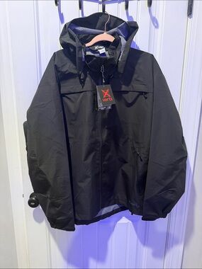 Men's Vertex Black Water-Resistant Raincoat with Removable Hood